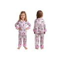 thumbnail image 3 of Mommy and Me Matching Pajamas Santa Tree Print Button Down Long Sleeve Lapel Tops Pants Sleepwear, 3 of 10