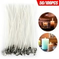thumbnail image 1 of 100 mechas de vela de algodón natural de 6.0 in, mechas de vela preenceradas TSV de bajo humo para hacer velas, sin plomo, no tóxicas, luminosas, mechas de vela de almacenamiento de larga duración,, 1 of 8