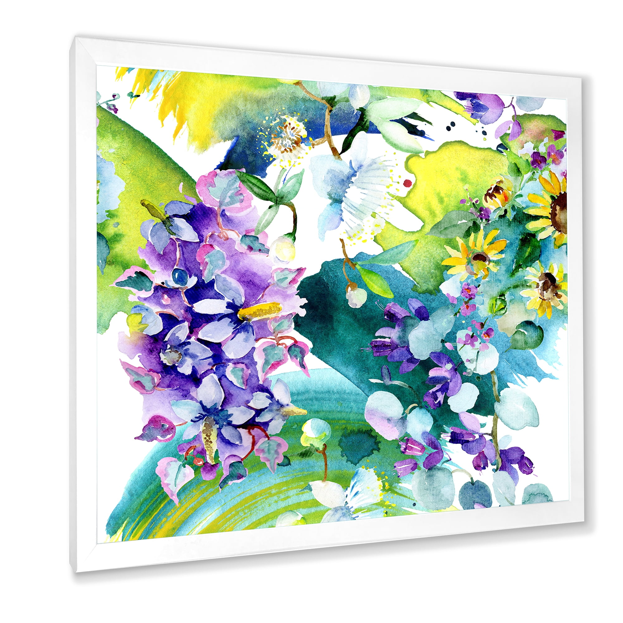 Designart 'Bouquet of Sunflowers and Wildflowers' Farmhouse Framed Art Print