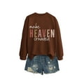 thumbnail image 2 of Women'S Letter Printed Sweater Crew Neck Long Sleeve Pullover Sweaters for Women Brown XXL, 2 of 5