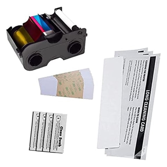 Fargo 45000 YMCKO Ribbon & DuraClean Kit for DTC1250e - 250 Prints - Genuine Fargo Ribbon - Includes Cleaning Cards & Swabs