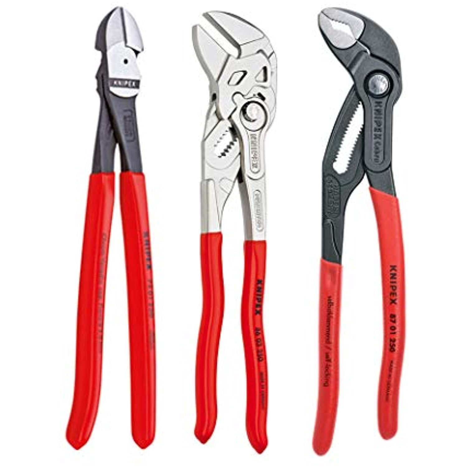 KNIPEX Tools 9K 00 80 117 US, Cobra, Pliers Wrench, Diagonal Cutters 10-Inch Set, 3-Piece