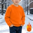 thumbnail image 2 of DJDLJWCJ Boys Fleece Lined Sweatshirt Thick Winter Warm Crewneck Pullover Stretch Soft Solid Color Tops Orange Size 5T, 2 of 10