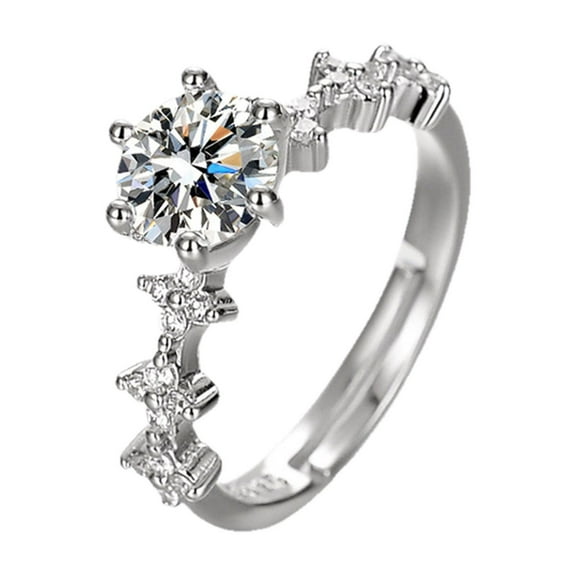 Guodhu Infinite Eternity Moissanite Promise Ring for Her Exquisite Engagement Heart Ring for Women Simulated Diamond Silver Plated Cubic Zirconia Rings for Wedding Anniversary