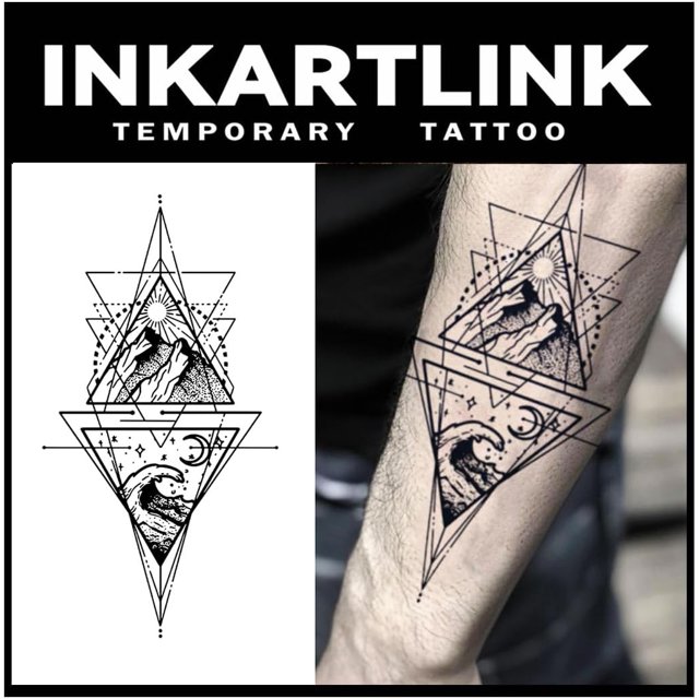shiyou-Tattoo Tech, 2 Feuilles de Tatouage Semi-Permanent Extra-Grand, Design Artistique pour Adultes, Durée 1-2 Semaines, Imperméable, Aspect Réaliste, (Design Montagnes et Rivières)
