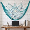 thumbnail image 4 of SLYNSHome Nautical Woven Fishing Net Wall Decor With Beach Mini Ornaments,Sky Blue Coastal Photo Display Mesh, Ocean Style Hanging Net For Indoor Wall Home Decor, 4 of 6