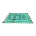 thumbnail image 2 of Ahgly Company Machine Washable Indoor Square Medallion Turquoise Blue Traditional Area Rugs, 8' Square, 2 of 4