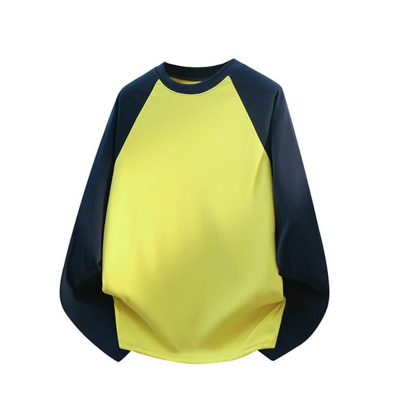 HAiming Mens T Shirts Long Sleeve Crew Neck Pullover Color Block Comfy Baseball Workout Casual Tops