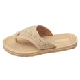 thumbnail image 5 of Rokment Womens Beach Flip Flops Ethnic Boho Summer Casual Leather Dress Flat Slip on Sandals Trendy Comfortable Thongs Platform Slides Shoes for Vacation Beige Size 6.5, 5 of 6
