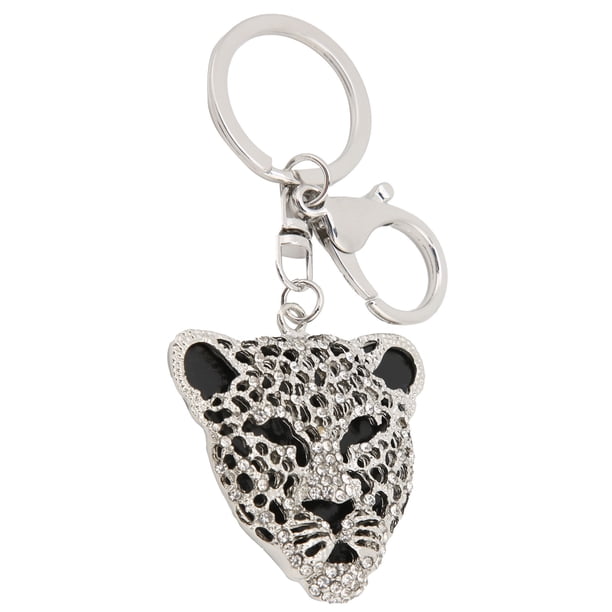 Llavero Con Cabeza de Leopardo y Diamantes de Imitación, Colgante Brillante para Bolso para Niñas, Con Llavero Para Llaves, Carteras