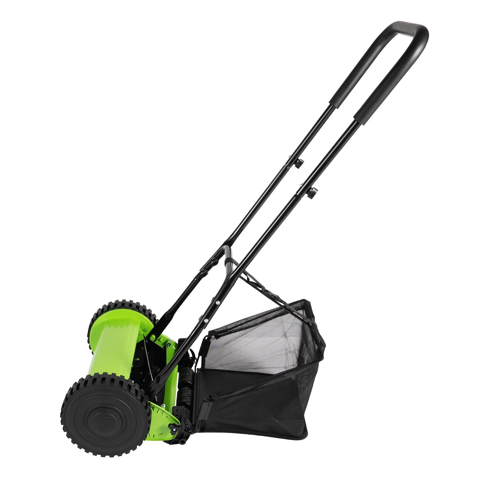 12'' Manual Lawn Mower, Adjustable Push Reel Cutter Hand-Powered Clipper Walk-Behind Trimmer with 5-Reel Design & 6-Gallon Collection Bag for Grass Leaves Debris on Lawns Courtyards