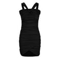 thumbnail image 6 of Usmixi Dresses for Women 2025 Night Party Club Sexy Off Shoulder Ruched Bodycon Halter Mini Dresses Sleeveless Halter Solid Summer Short Sun Dress Black XXL Clothes, 6 of 7