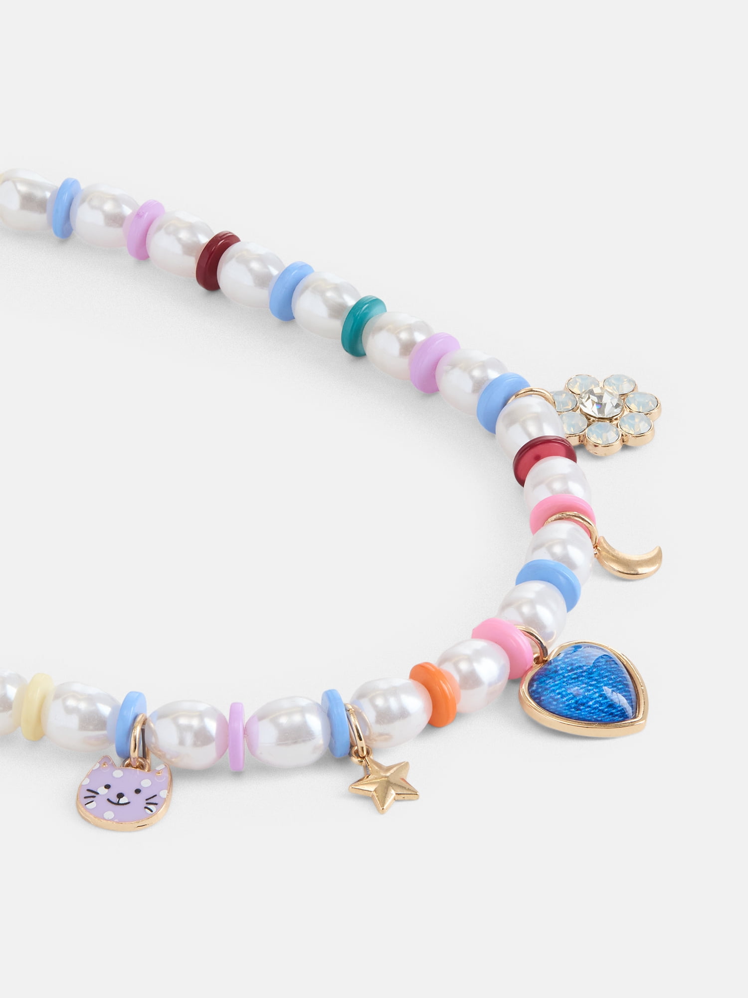 Wonder Nation Girls 1 Piece Multi Pearl Charm Necklace