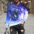 thumbnail image 1 of Meichang T-Shirt à Manches Longues pour Hommes en Coton, T-Shirts Graphiques pour Hommes Tendance avec Imprimé 3D de Lions, T-Shirts Mode à Col Rond pour le Gym à Manches Longues pour Hommes, 1 of 5