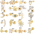 thumbnail image 2 of Pendientes de plata de ley 925 antialérgicos con diseño de hip hop para mujeres y hombres, con diseño de hueso de oreja y clavos, de estilo europeo y americano, 2 of 6