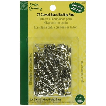 Dritz Quilting Basting Pins - Size 2 Quilting Brass Curved Basting Pins, 75-PackThe curved pin has just the perfect angle for easy penetration of quilt layers with no shifting By Dritz