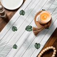 thumbnail image 3 of Palm Leaves Table Runner 72 Inches, Tropical Botanical Leaf Summer Wooden Gray Bed Runner Dresser Scarves Tabletop for Indoor Outdoor Parties/Ceremony/Banquet, 18" x 72", 3 of 9