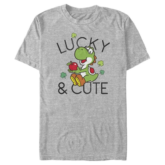Men's Nintendo Super Mario Yoshi St. Patrick's Lucky and Cute  Graphic Tee Athletic Heather Medium
