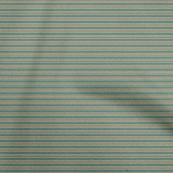 oneOone Cotton Poplin Twill Teal Green Fabric Zig Zag & Sewing Material Print Fabric By The Yard 56 Inch Wide