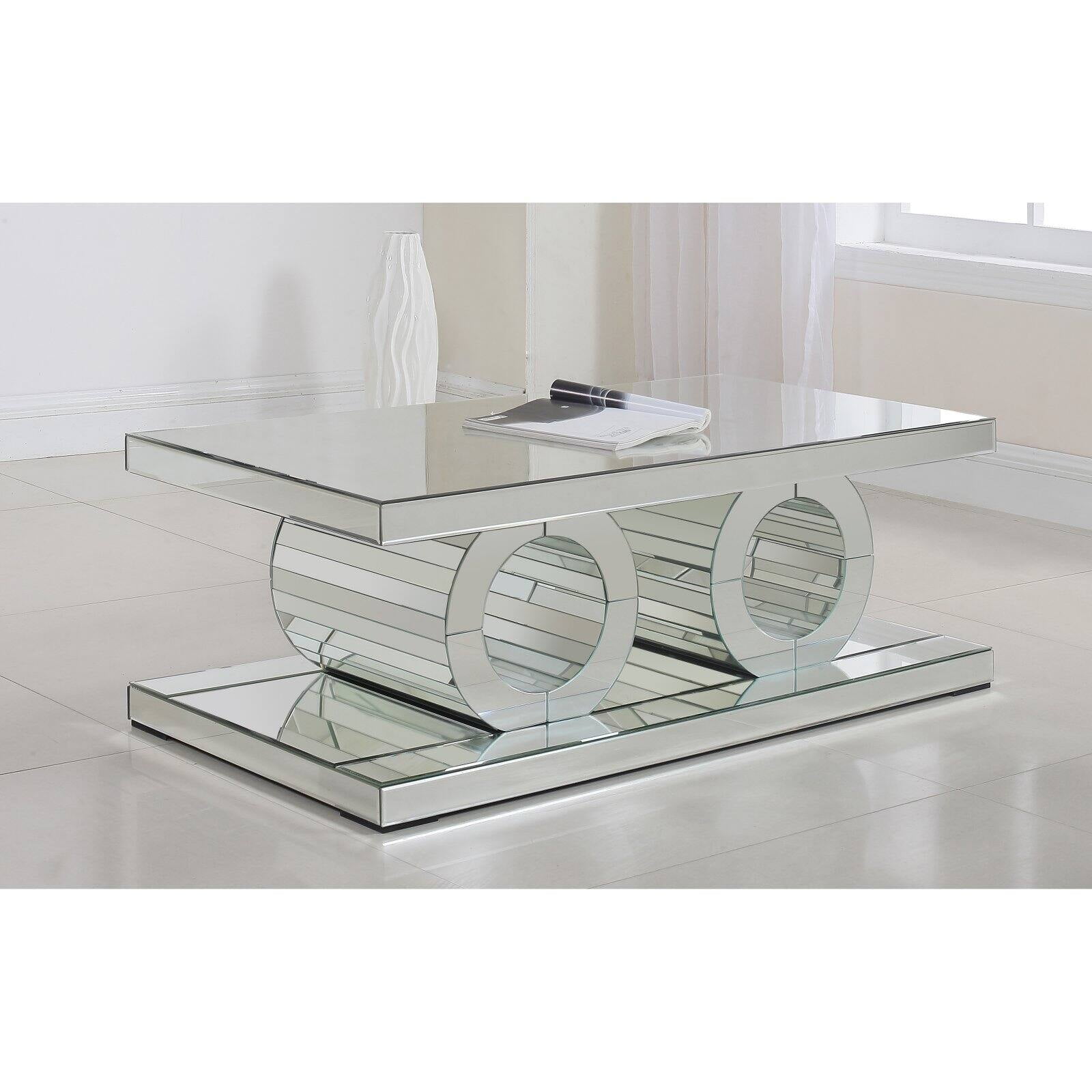 Chic Rectangular Mirrored Acrylic Coffee Table 48" x 24"