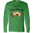 thumbnail image 3 of Inktastic Merry Christmas Cute Sloth with Santa Hat and Lights Long Sleeve T-Shirt, 3 of 5