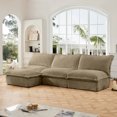 thumbnail image 2 of Miekor Furniture Slipcovered 3 Seater Armless Modern Upholstered Modular Armless Sectional with Reversible Ottoman,Sectional Sofa Couch Armless Sofa Couch Free Combination,Camel Corduroy Fabric 10757, 2 of 12