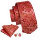 thumbnail image 3 of Set de Corbata Barry.Wang Roja Coral con Diseño Paisley en Seda 150 cm, 3 of 5