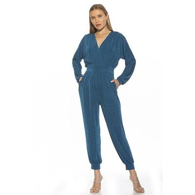 Women's ALEXIA ADMOR Joey Long Sleeves Knit Surplice Jumpsuit