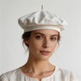 thumbnail image 5 of Byfri French Style Linen Beret Hat Lightweight Artist Cap for Daily Wear White 54-58cm, 5 of 7