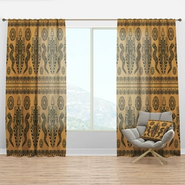 Designart 'Ethnic African Decorative Pattern On Brown' Tropical Curtain Panel