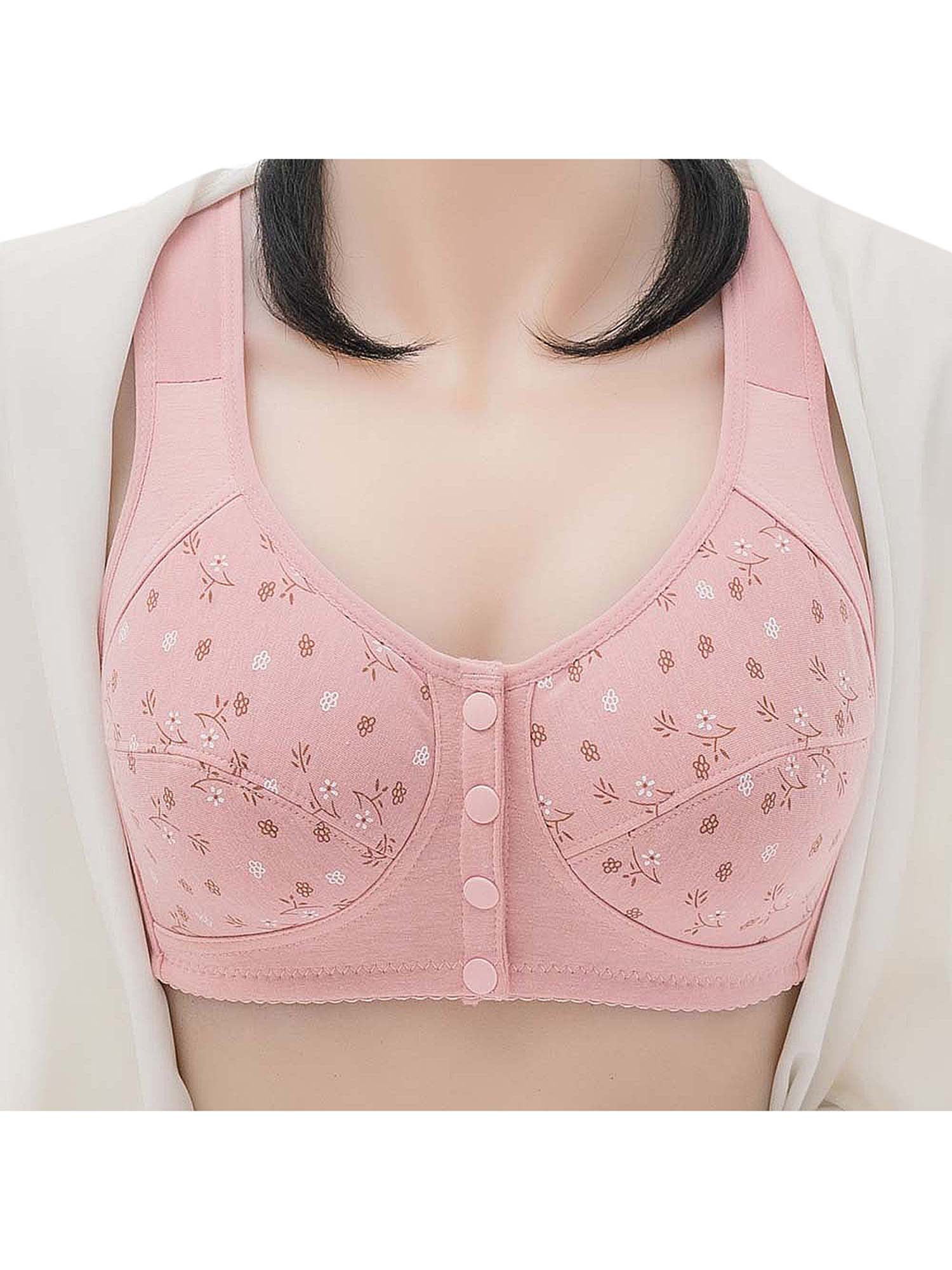 Womens Bra Full Cup Thin Underwear Plus Size Wireless Adjustable Bras,B,36 80 Pink 