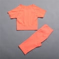 thumbnail image 3 of Hpapadks Women Workout Sets 2 Piece Outdoor Running Nude Fitness Wear Tight Quick Dry Short Sleeve Solid Crop Tops Shorts Yoga Set Yoga Sets for Women Orange M, 3 of 5