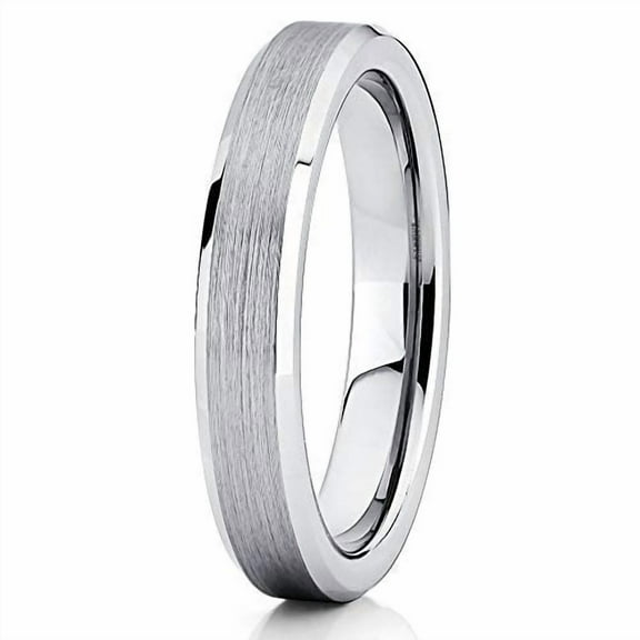 Silly Kings Jewelry 4mm Tungsten Wedding Band Gray Tungsten Carbide Ring Brushed Pipe Cut Unisex Comfort Fit (10)