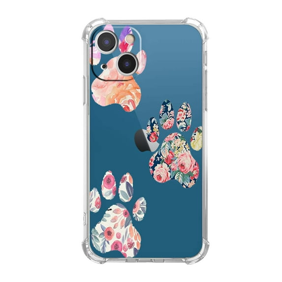 Bear Paw Clear Case for iPhone 13,Transparent Soft TPU Bumper Full Cover Case