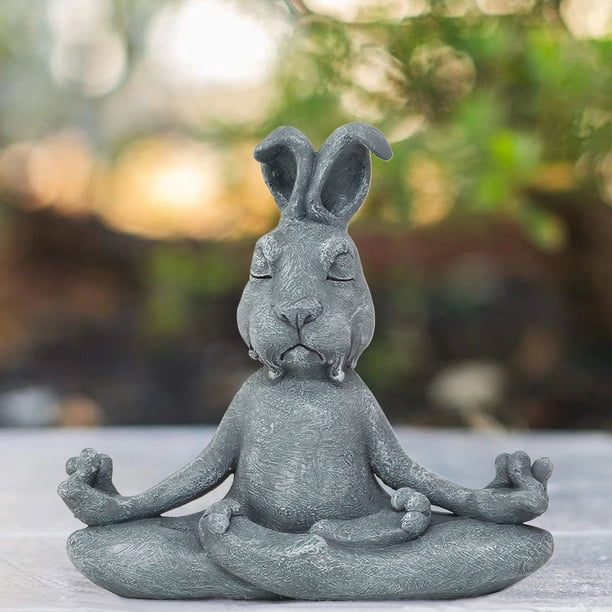 Nuevo producto transfronterizo, adornos de conejo de meditación, esculturas de animales de resina Zen yoga para decoración del jardín del hogar, regalos