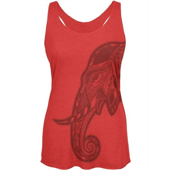 Tribal Elephant Womens Soft Racerback Tank Top Vintage Red X-LG