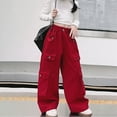 thumbnail image 7 of Coerni Cargo Pants for Tween Girls Y2K Streetwear Cargo Parachute Pants Elastic Waist Loose Trousers Hip Hop Oversized Trousers, 7 of 7