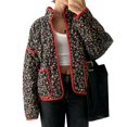 thumbnail image 2 of Chaqueta Acolchada Corta con Estampado Floral Vintage para Mujer, Chaqueta Corta Abierta Al Frente, Ropa de Abrigo Floral Pequeño Negro L, 2 of 10