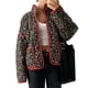 thumbnail image 2 of Chaqueta Acolchada Corta con Estampado Floral Vintage para Mujer, Chaqueta Corta Abierta Al Frente, Ropa de Abrigo Floral Pequeño Negro M, 2 of 10