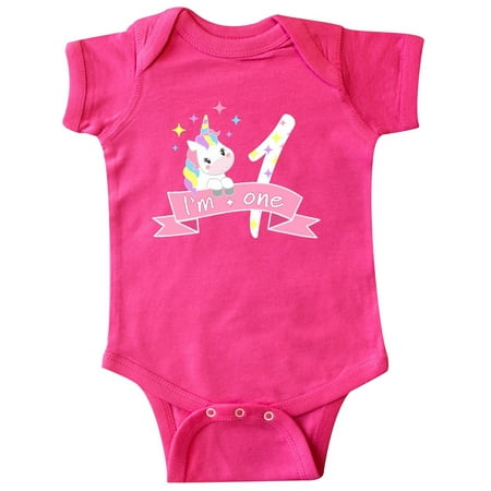 

Inktastic I m One- cute unicorn 1st birthday Gift Baby Boy or Baby Girl Bodysuit