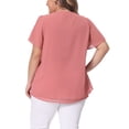 thumbnail image 4 of DARING DIVA Women's Plus Chiffon Ruffle Double-Layered Top 1X Pink, 4 of 6