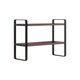 thumbnail image 2 of Estantería organizadora de escritorio de doble nivel con soporte en forma de H para oficina, estudio y hogar - Almacenamiento resistente de madera y hierro para libros, suministros y decoración, 2 of 6