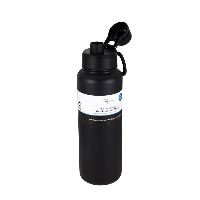 Mainstays 40 oz Black Double-Wall Water Bottle photo 3