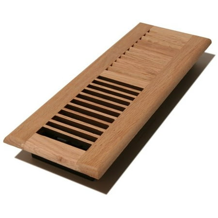 - V414-UO - 4-Inch by 14-inch Wood Louver Floor Register-Vent Unfinished Oak