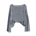thumbnail image 4 of Gsakboxl Sweatshirt for Women Solid Boat Neck Long Sleeve Loose Knit Pullover Sweater, Soft Basic Casual Fall Travel Top, 4 of 4