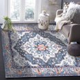 thumbnail image 4 of Bohemian Area Rugs Indoor Non-Slip Washable Rug 4x6 Ft Vintage Tribal Boho Floral Monaco Ethnic Style Blue Rubber Backing Floor Mats Non Shedding Home Decor Carpet for Entryway Living Room, 4 of 7