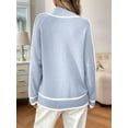thumbnail image 6 of Sweaters for Women Trendy Cute Cozy Turtle-Neck Long Sleeve Colorblock Knitted Pullover Tops Light Blue S, 6 of 7