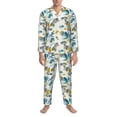 thumbnail image 3 of Honeii Watercolor Leaves Pattern Mens Pajamas Set,2pcs Men's Lounge Long Sleeve Sleep Shirt and Pajama Bottoms Sleepwear Set,Mens Pjs Sets-XX-Large, 3 of 7