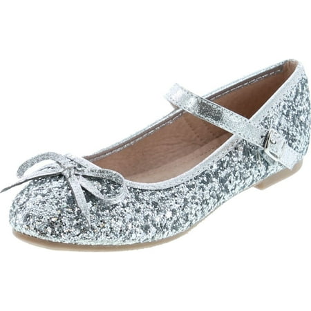 

Link Marina-36K Girl s Glitter Bow Ballerina Party Dressed Flat Mary Janes Silver 12