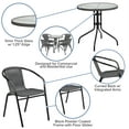 thumbnail image 4 of Flash Furniture 28'' Round Glass Metal Table with Gray Rattan Edging and 4 Gray Rattan Stack Chairs, 4 of 11